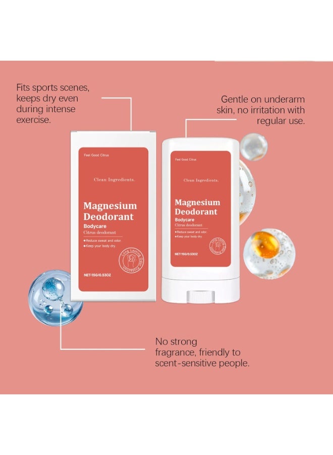 إيلهو مزيل عرق بالمغنيسيوم خالٍ من الألمنيوم طبيعي للنساء والرجال، مكونات طبيعية وعضوية، حماية منعشة وطويلة الأمد، برائحة الحمضيات، 15 جرام - Image 3